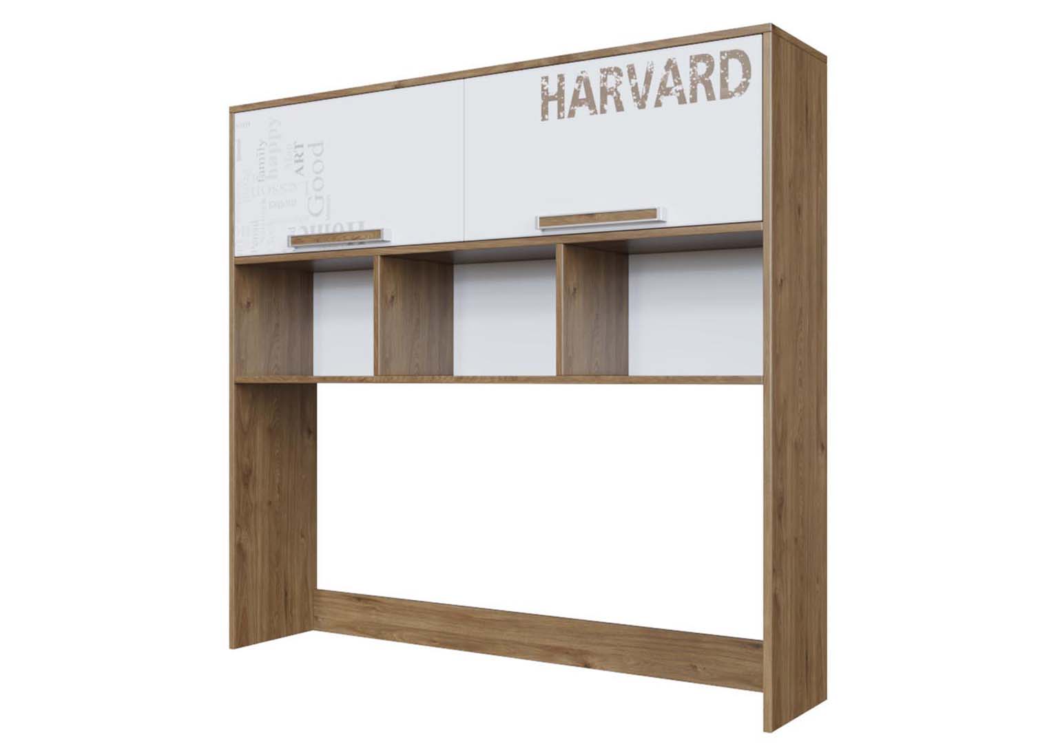 Детская Гарвард Надстройка на стол Гикори темный Белый с фотопечатью SV-Мебель
