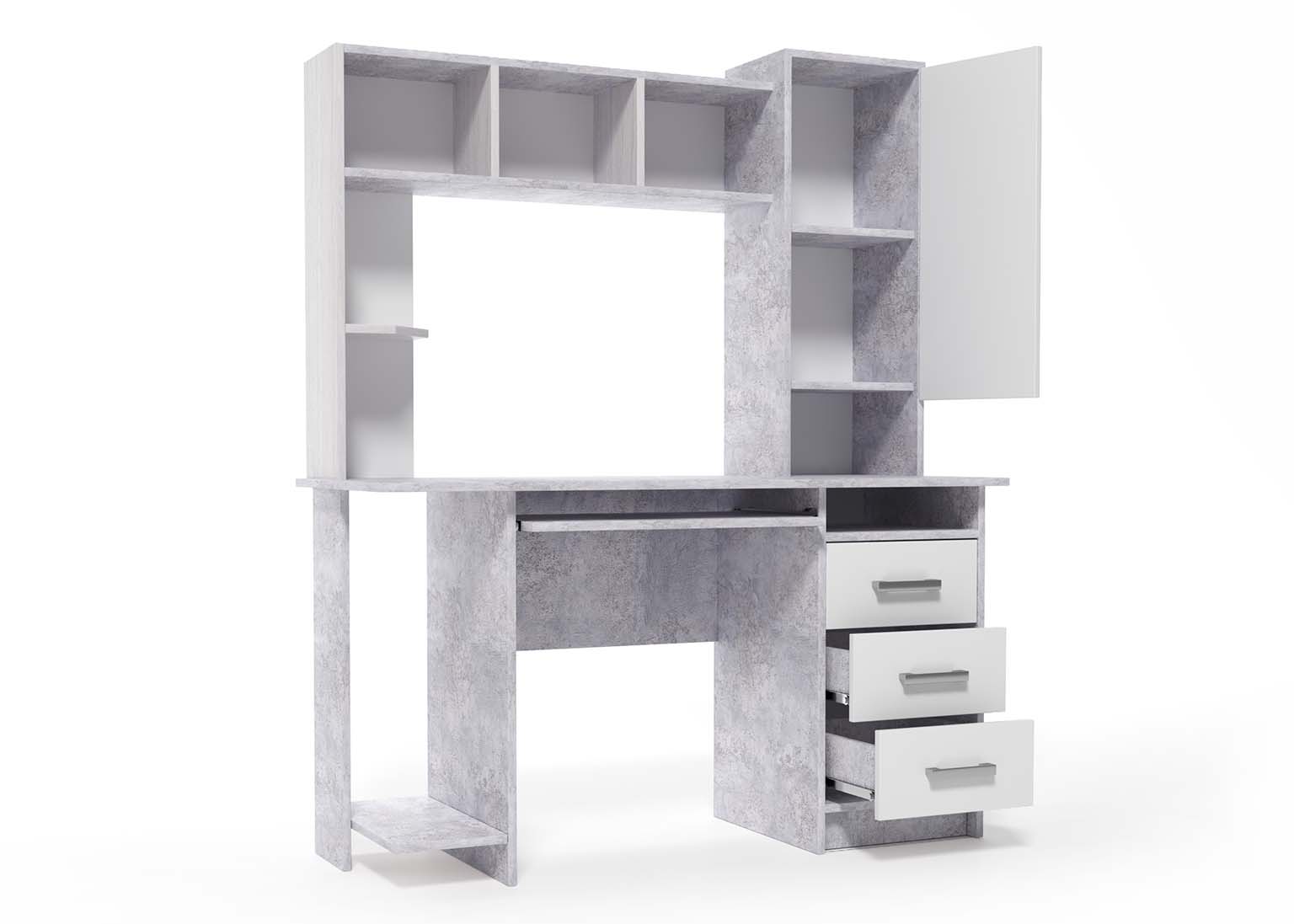Компьютерный стол №6 Цемент / Белый открытый SV-Мебель