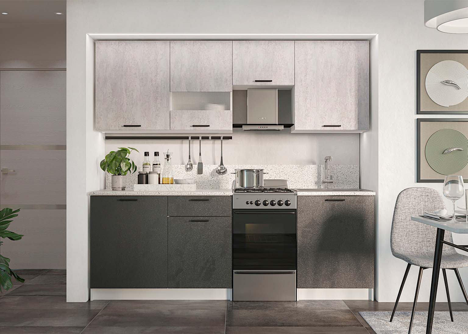 Кухня Лилия Цемент тёмный / Цемент светлый SV-Мебель