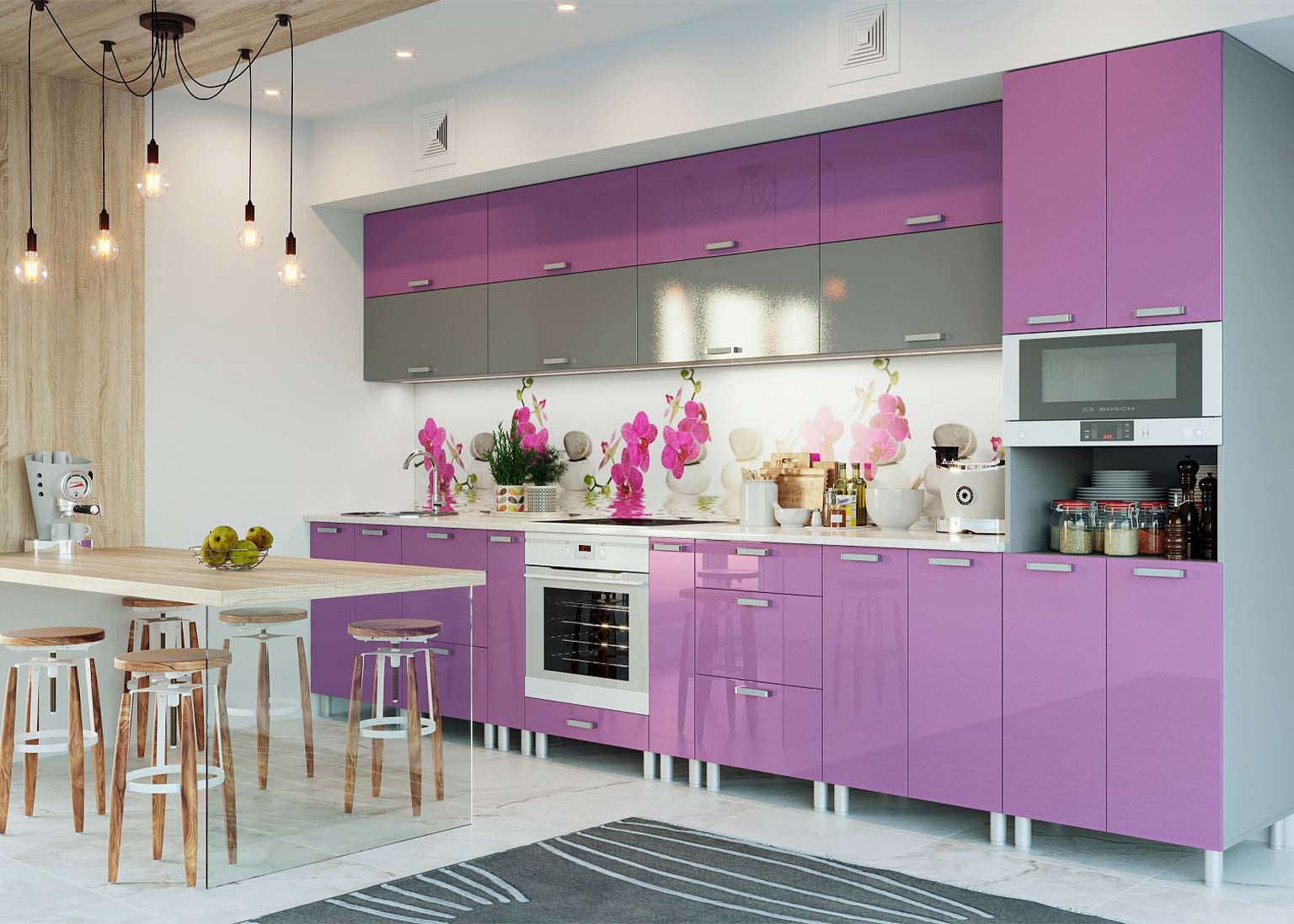Кухня Модерн Графит / Фиолетовый металлик SV-Мебель