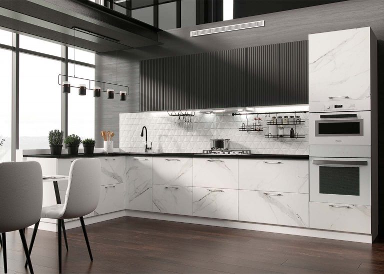Кухня Модерн NEW Белый мрамор Кухня Модерн NEW Стайл графит SV-Мебель