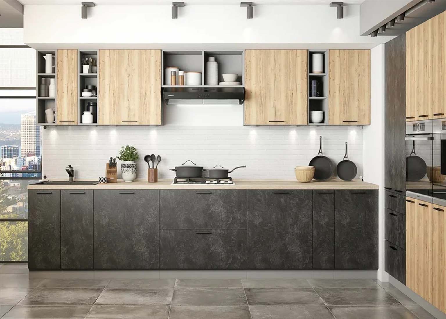 Кухня Модус Цемент тёмный / Цемент светлый SV-Мебель