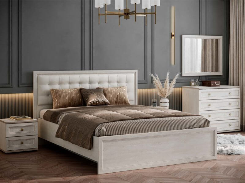 Спальня Александрия кровать с мягким изголовьем SV-Мебель