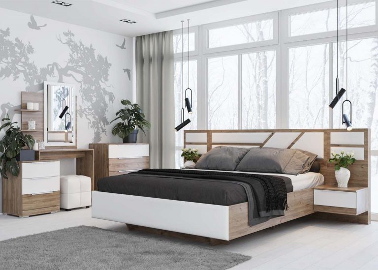 Спальня Лагуна 8 Гикори темный Белый матовый SV-Мебель