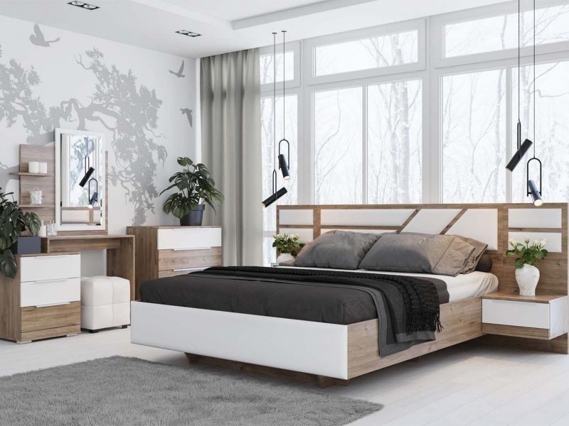 Спальня Лагуна 8 Гикори темный Белый матовый SV-Мебель