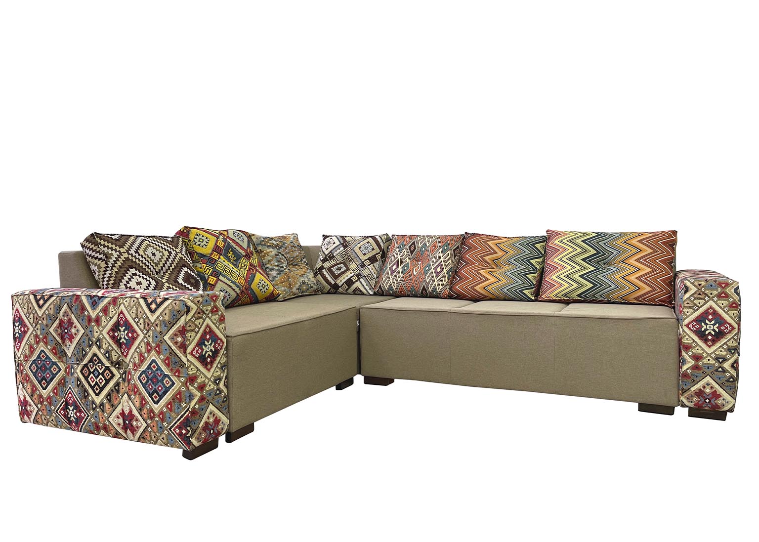 Угловой диван «Малахит 4», коричневый, Пума, высокоэластичный ППУ