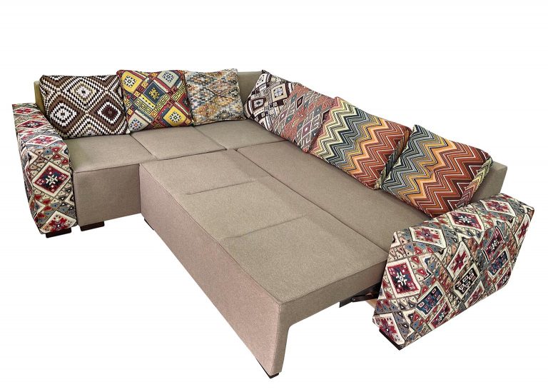 Угловой диван «Малахит 4», коричневый, Пума, высокоэластичный ППУ