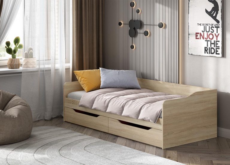 Кровать КР 1 Дуб Сонома Просто хорошая SV-Мебель