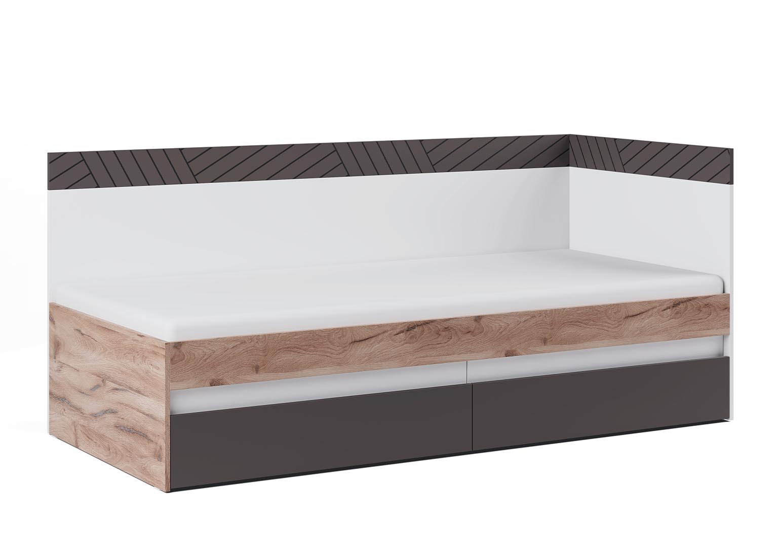 Кровать 0,9 м (с ящиками) Модуль 1 Дуб Альпийский Детская Лео Парк Мебели