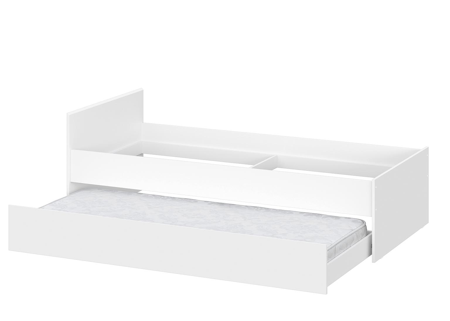 Кровать односпальная 0,9 x 2,0 и выкатная кровать Детская Токио белый SV-Мебель