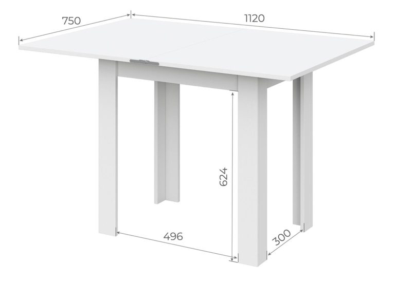 Стол СО 3 раскладной Белый ЛДСП размеры SV-Мебель