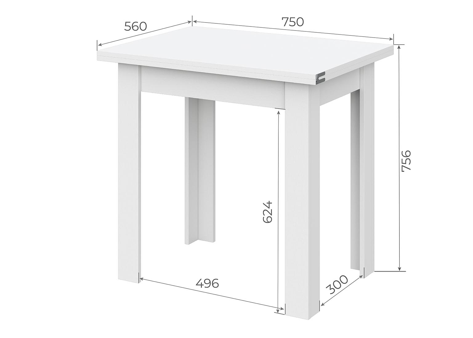 Стол СО 3 раскладной Белый ЛДСП размеры SV-Мебель