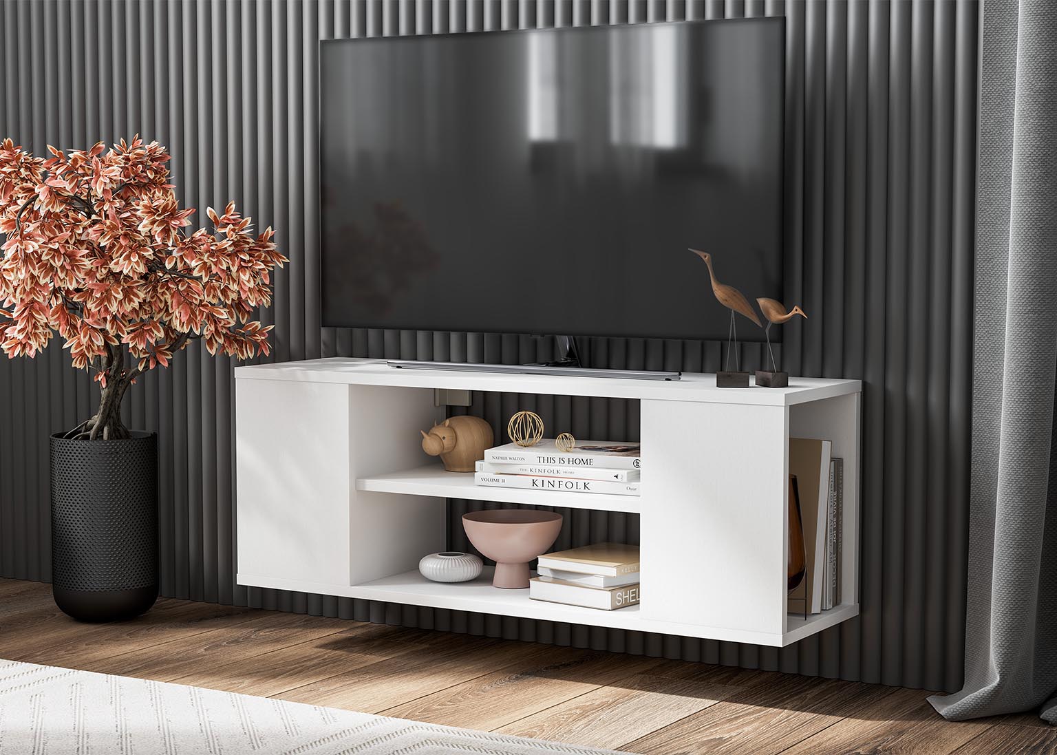 ТВ тумба Токио белый текстурный SV-Мебель