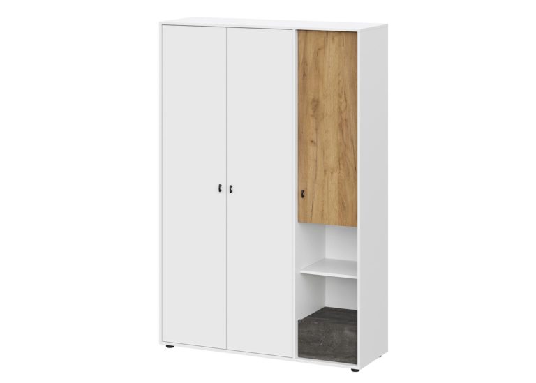 Шкаф комбинированный трёхстворчатый распашной Анри Белый Дуб Золотой SV-Мебель