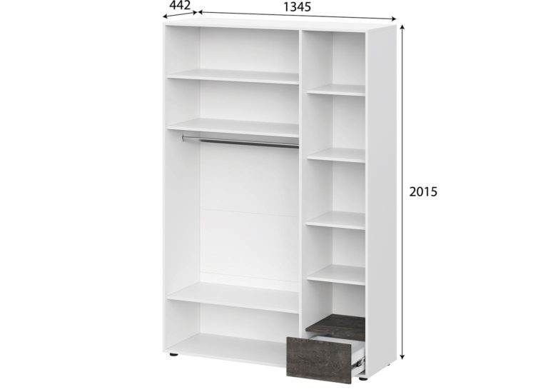 Шкаф комбинированный трехстворчатый Анри Белый Дуб Золотой SV-Мебель размер