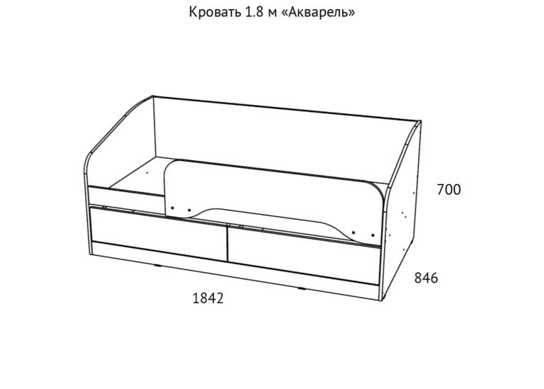 НМ 041.54-01 Кровать 1.8 м Акварель схема Мебель Краснодар
